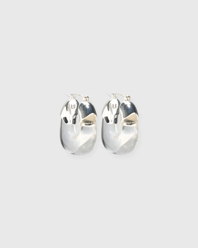 Mini Organic Hoop Earrings in Silver Clear sold by Mashburn