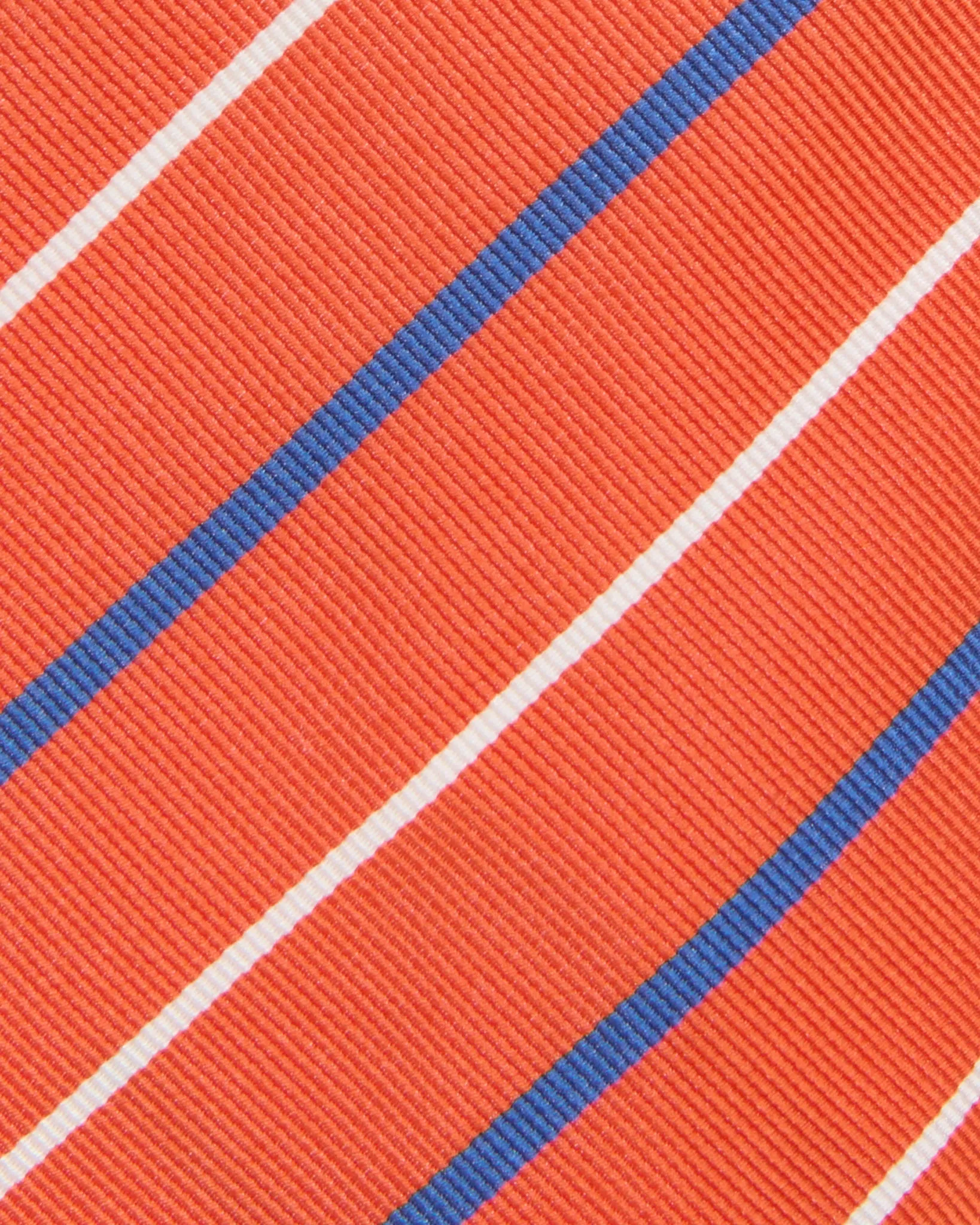 Silk Woven Tie in Orange/Blue/White Stripe sold by Mashburn product image thumbnail 2