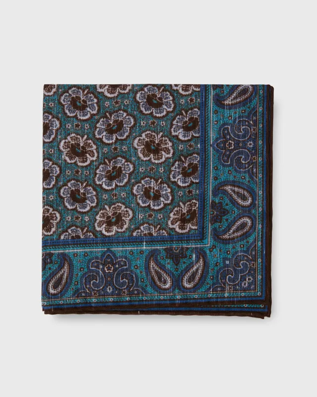 Linen/Cotton Print Pocket Square in River/Brown Paisley sold by Mashburn