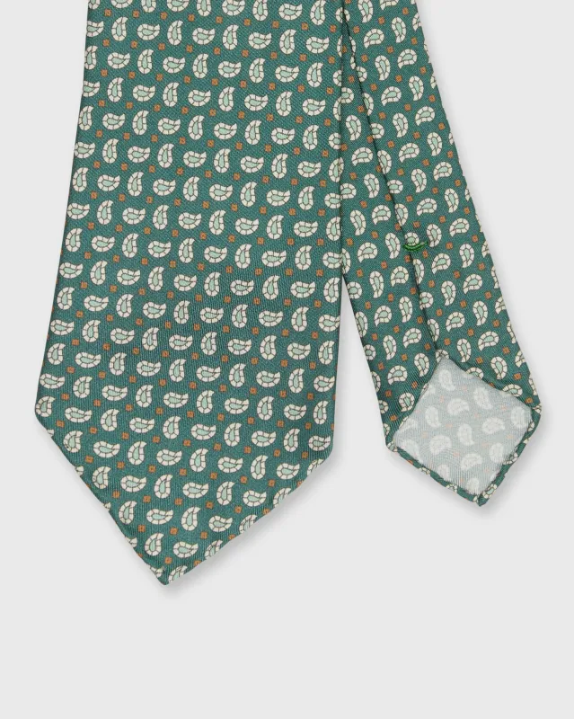 Silk Print Tie in Hunter/Sage/Brown Paisley sold by Mashburn