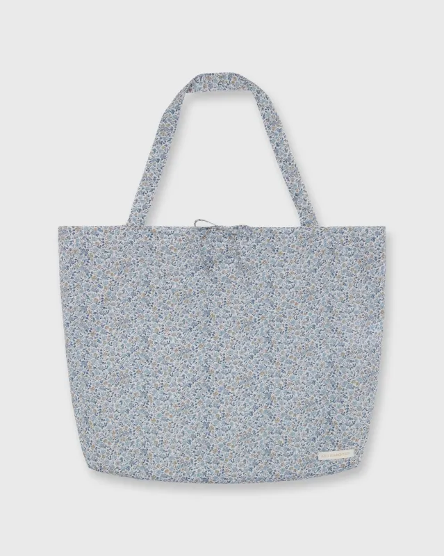 Reusable Tote Bag in Steel Blue Multi Hannah Rose Liberty Fabric made by Mashburn