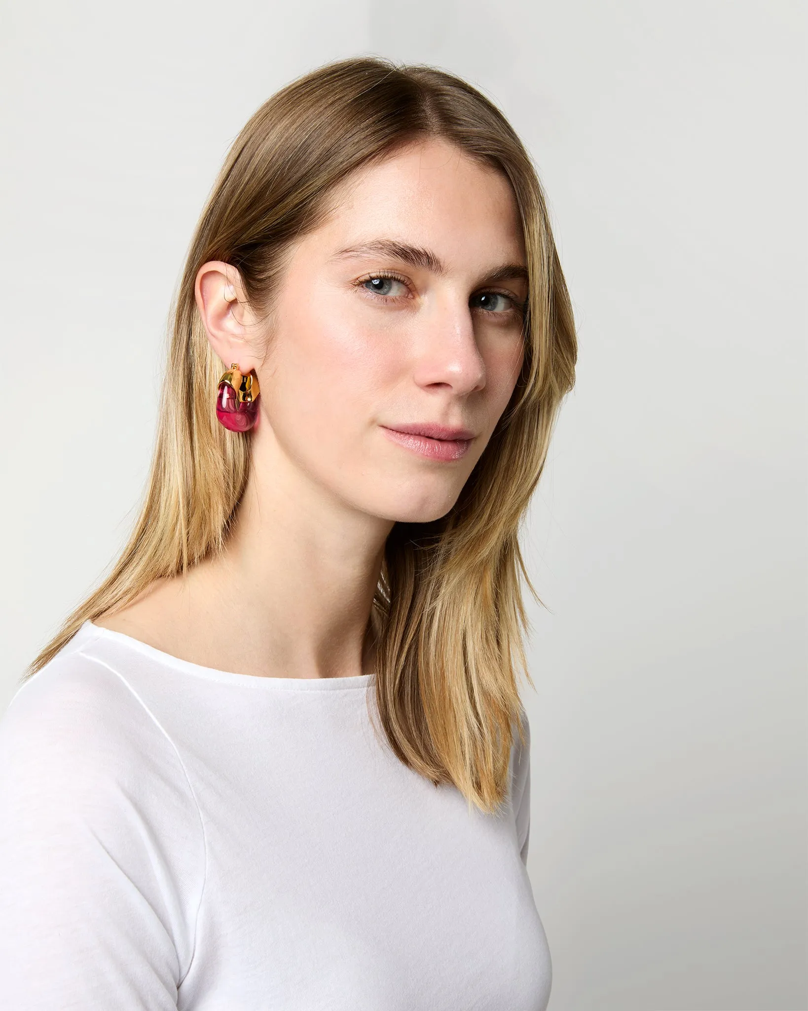 Organic Hoop Earrings in Flamingo sold by Mashburn product image thumbnail 2