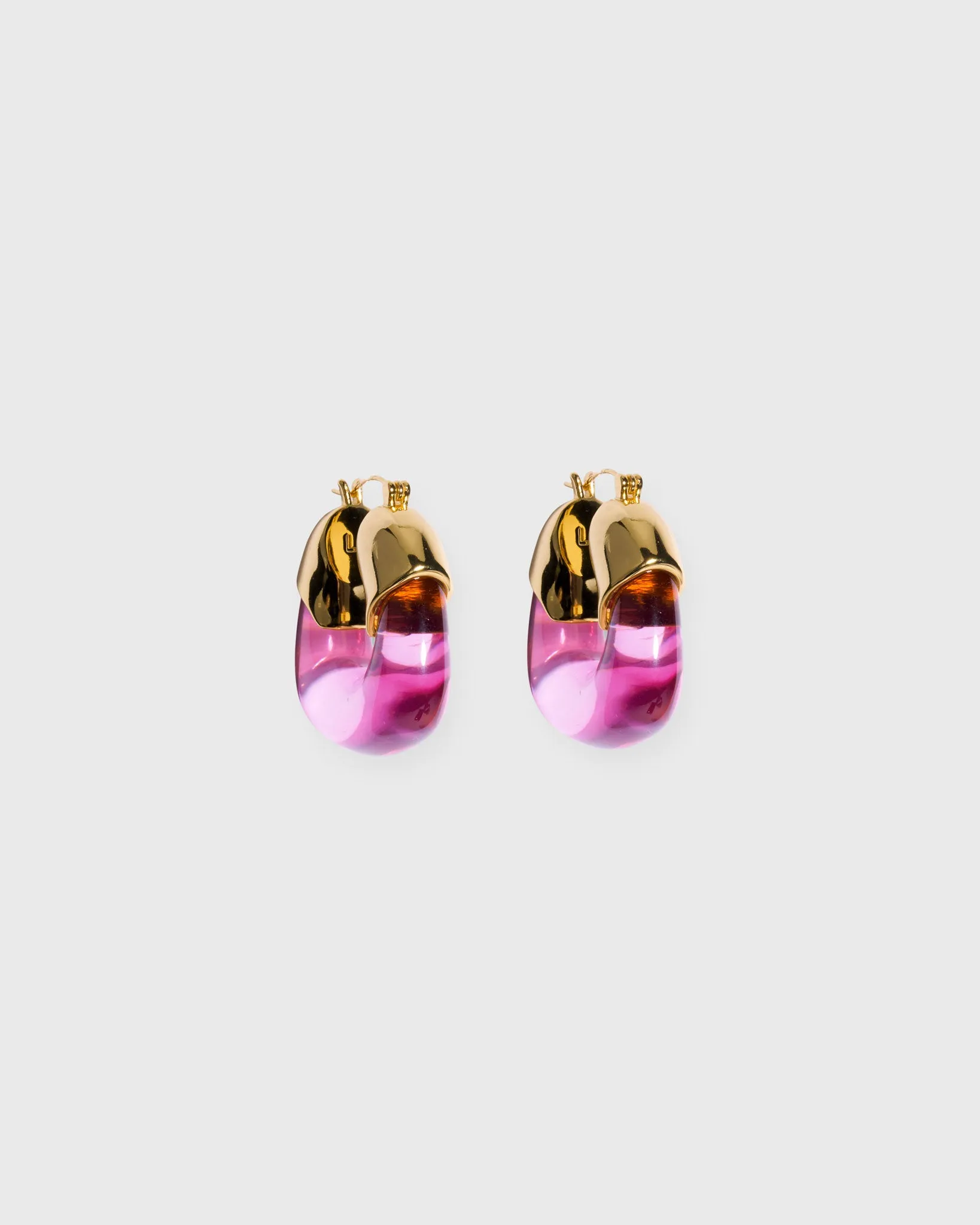 Organic Hoop Earrings in Flamingo sold by Mashburn