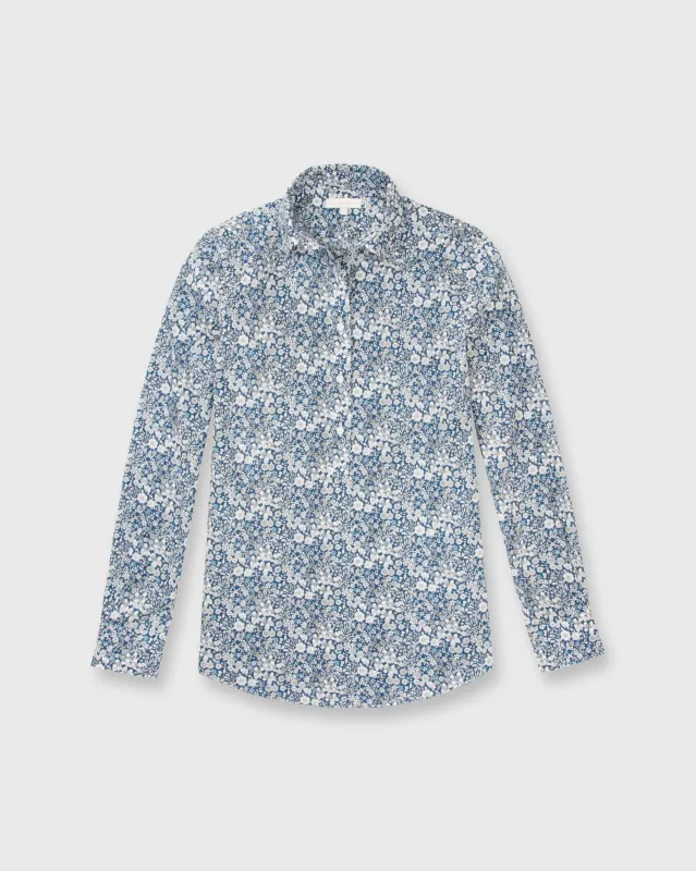 Tomboy Popover Shirt in Blue Multi June's Meadow Liberty Fabric made by Mashburn