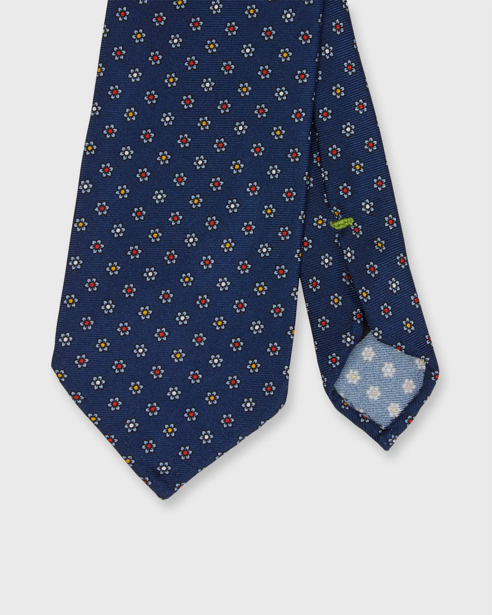 Silk Print Tie in Navy/Sky Multi Flower sold by Mashburn