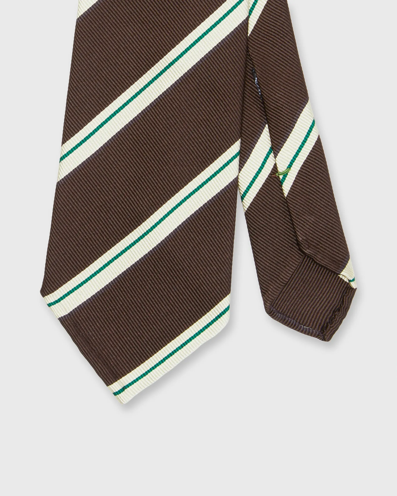Silk Woven Tie in Brown/Bone/Green Stripe sold by Mashburn