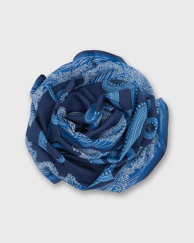 Poseidon Small Square Scarf in Azure made by Mashburn
