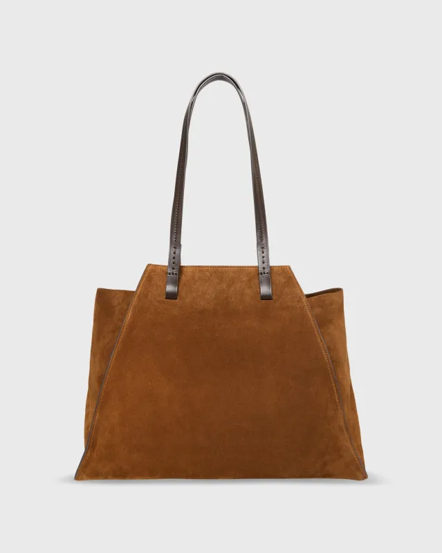 Evie Tote in Tan Suede sold by Mashburn