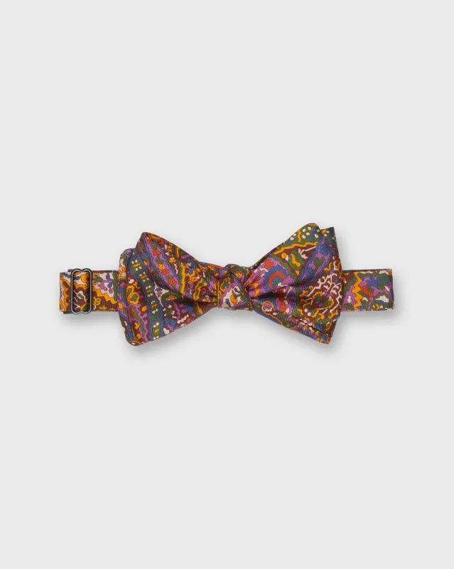 Silk Bow Tie in Yellow/Purple Multi sold by Mashburn