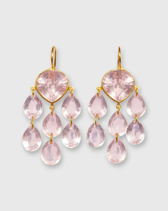 Small Rita H. Earrings in Rose Quartz sold by Mashburn