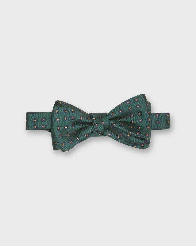 Silk Bow Tie in Forest/Blue/Gold Foulard sold by Mashburn
