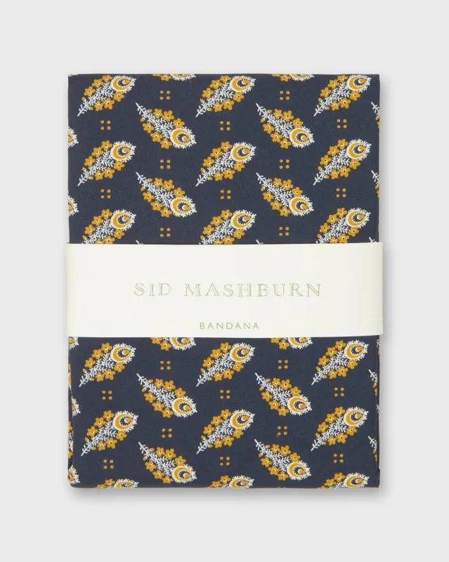 Bandana in Navy/Gold Paisley Feather Liberty Fabric sold by Mashburn