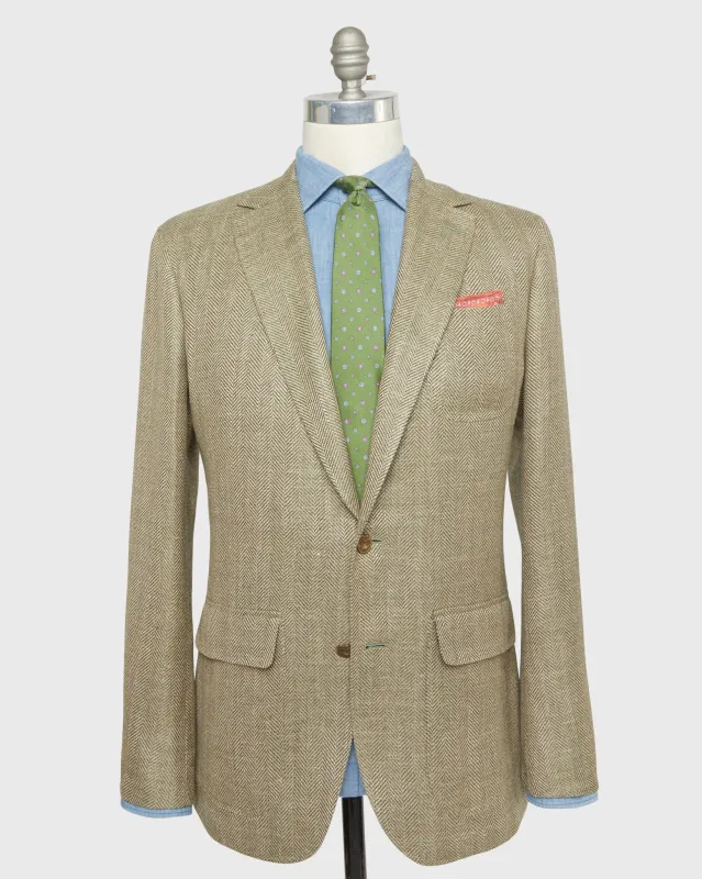Ghost Blazer in Sage/Wheat Herringbone sold by Mashburn