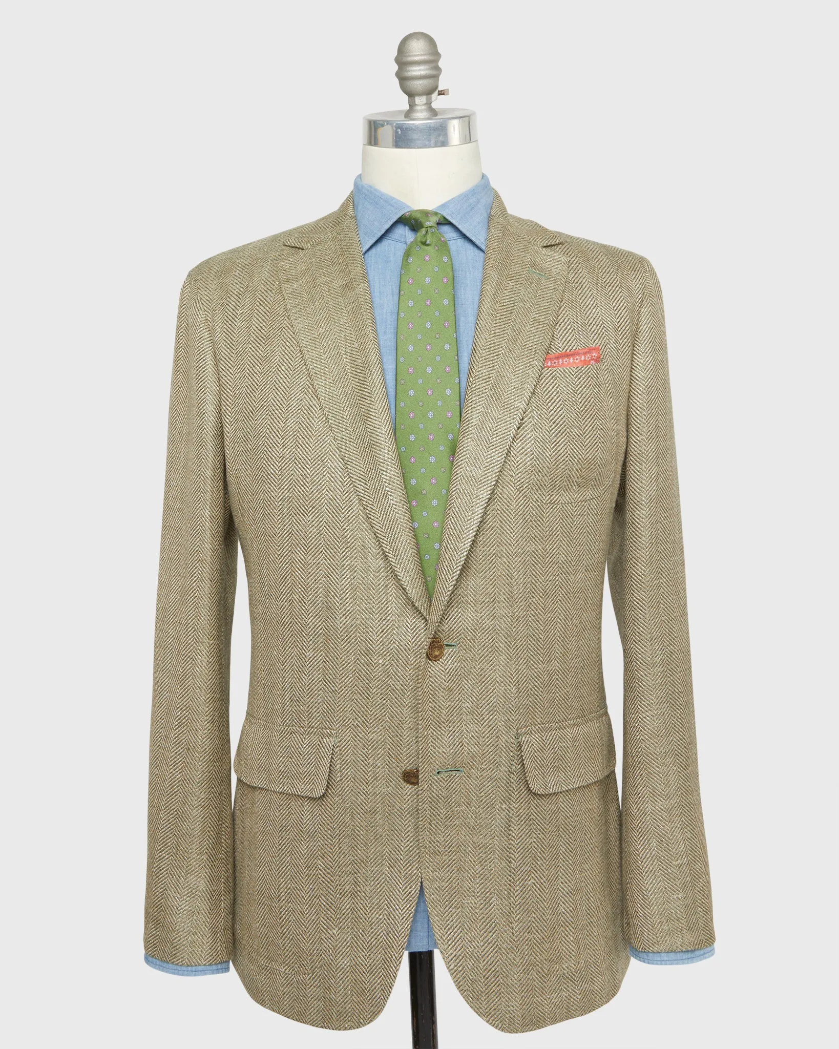 Ghost Blazer in Sage/Wheat Herringbone sold by Mashburn