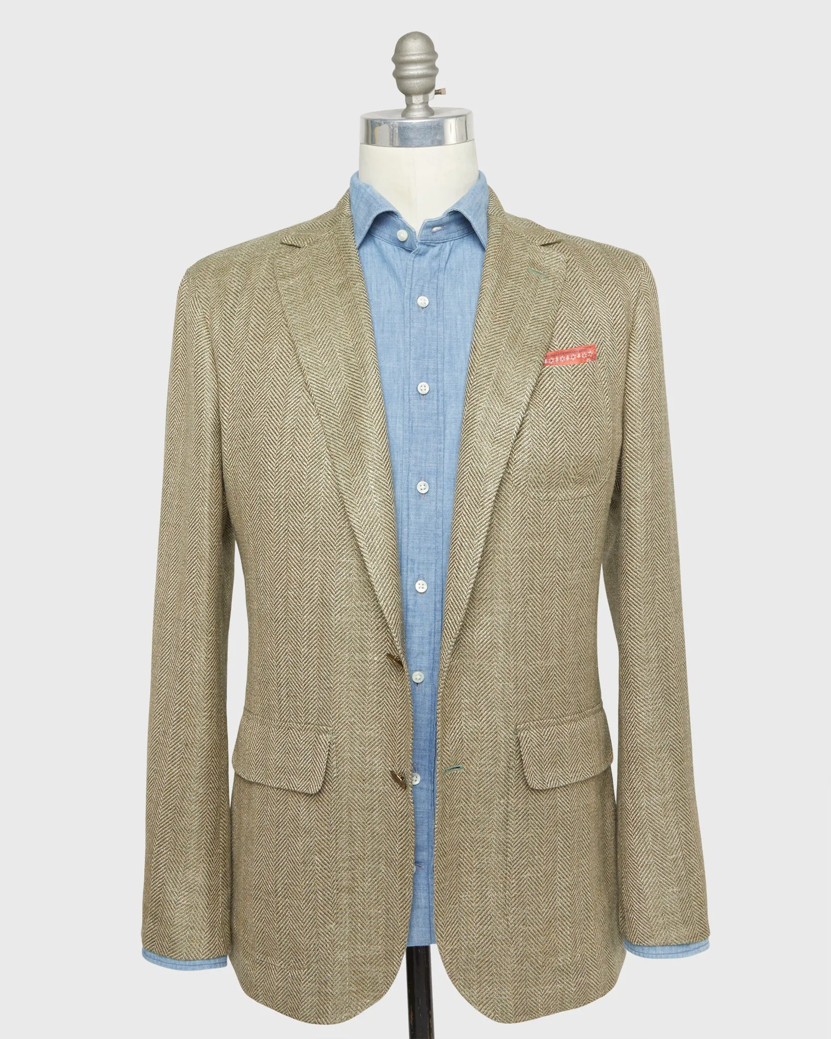 Ghost Blazer in Sage/Wheat Herringbone sold by Mashburn product image thumbnail 5