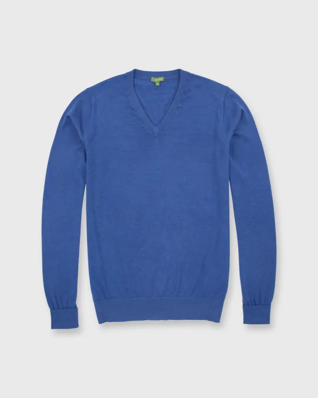 Fine-Gauge V-Neck Sweater in Serge Blue Cashmere made by Sid Mashburn