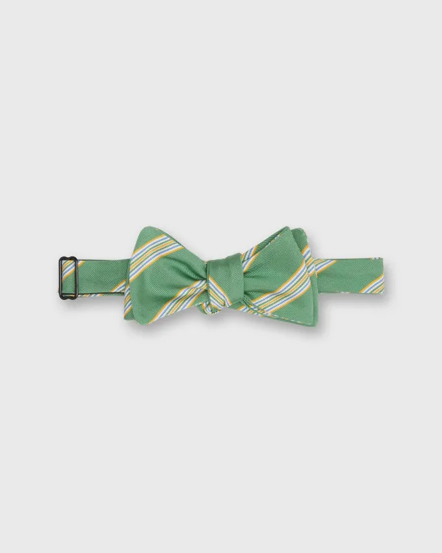 Silk Bow Tie in Green/Yellow/Blue Stripe sold by Mashburn