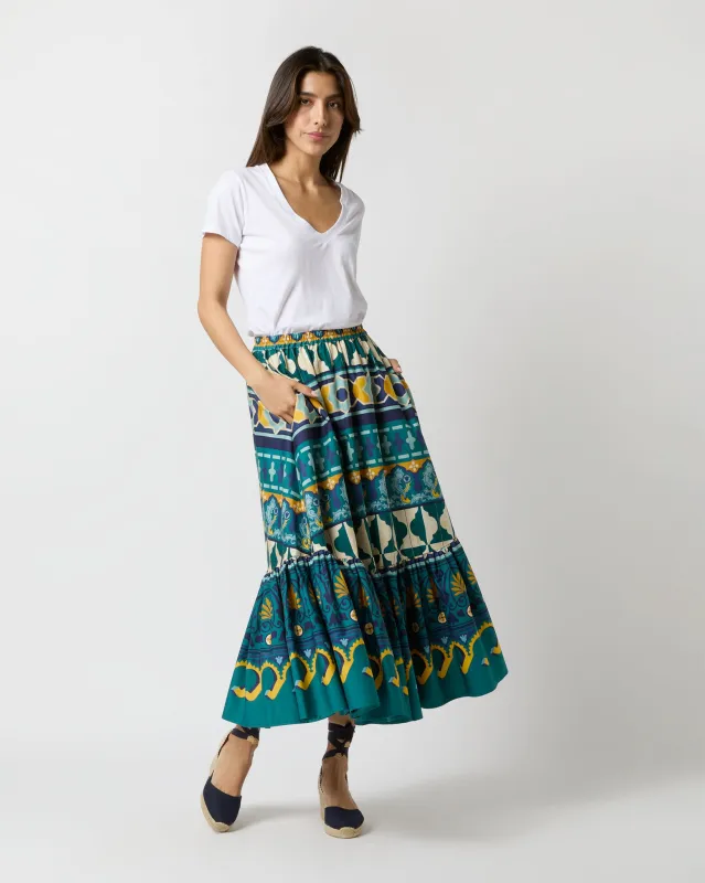 Sunset Skirt in Emerald Casareale Barré Cotton Jersey made by LA DoubleJ