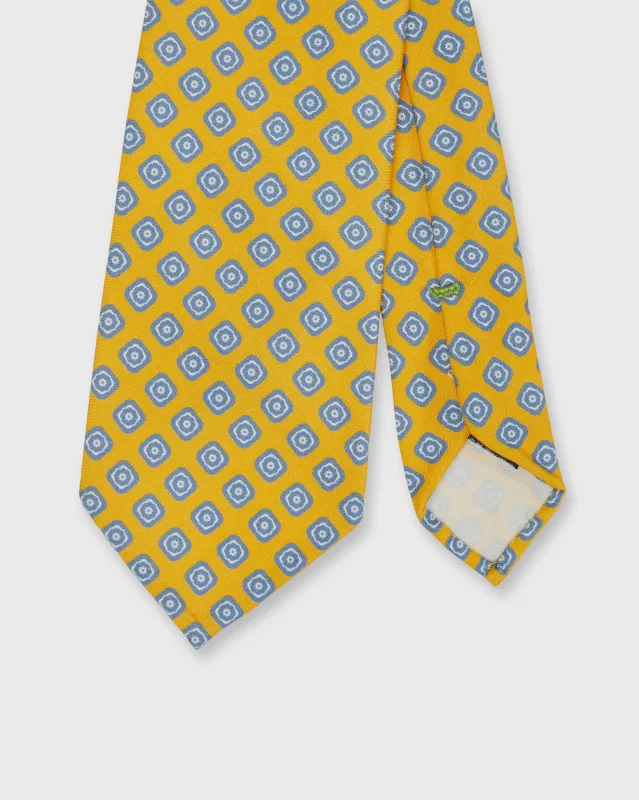 Silk Print Tie in Yellow/Pale Blue Medallion made by Sid Mashburn