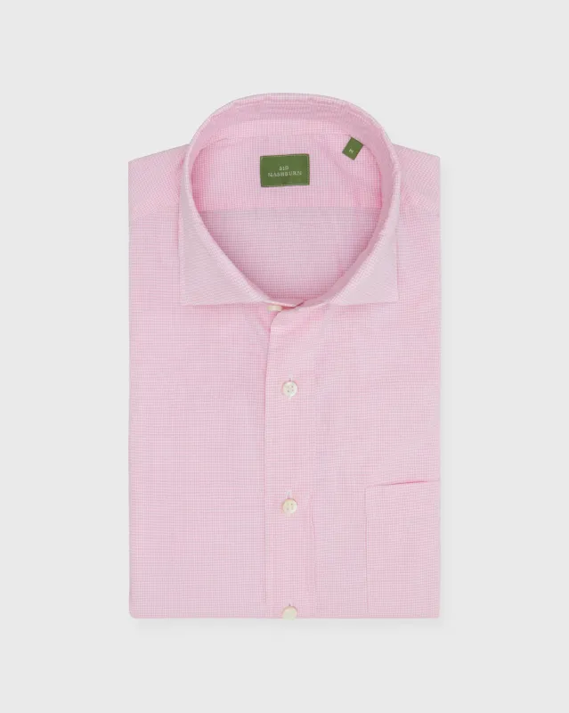 Spread Collar Sport Shirt in Coral Micro Gingham Poplin made by Mashburn
