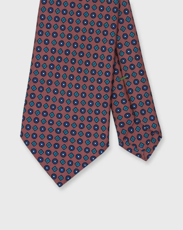 Silk Print Tie in Rose/Mid Blue/Blue Foulard made by Sid Mashburn