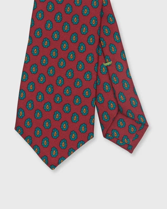 Silk Print Tie in Red/Emerald/Gold Paisley made by Sid Mashburn