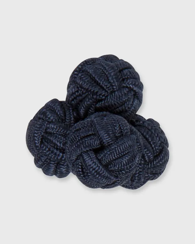 Large Silk Knot Cufflinks in Navy made by Sid Mashburn