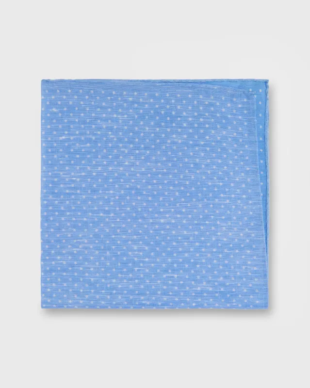 Linen/Cotton Print Pocket Square in Sky/White Dots sold by Mashburn