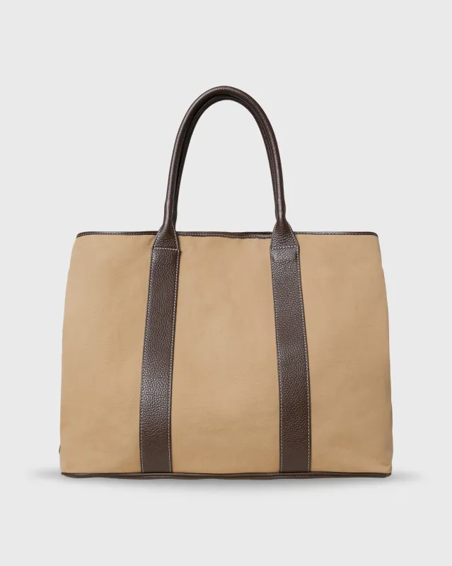 Weekend Tote in Khaki Canvas sold by Mashburn