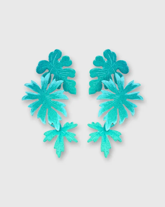 Jardin Verdoyant Earrings in Teal made by Mashburn