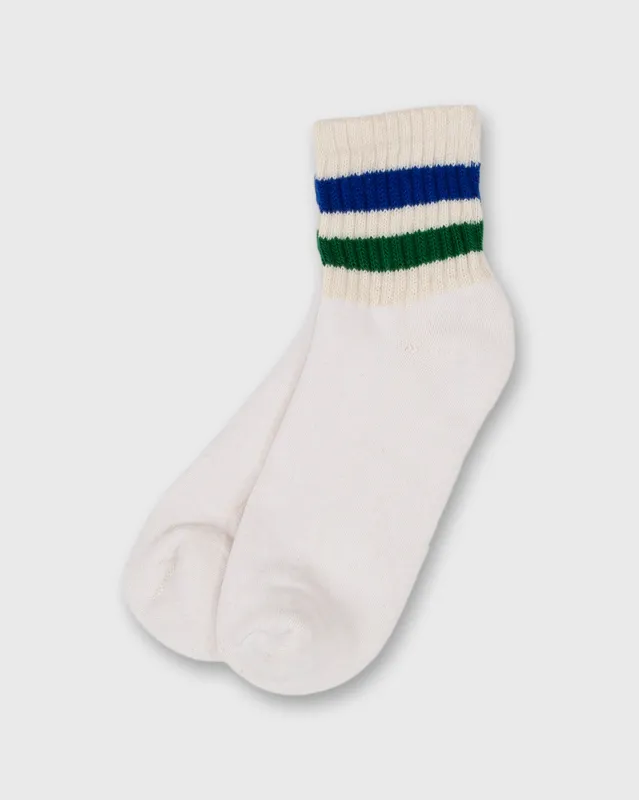 Retro Stripe Quarter Crew Socks in Royal/Kelly made by American Trench