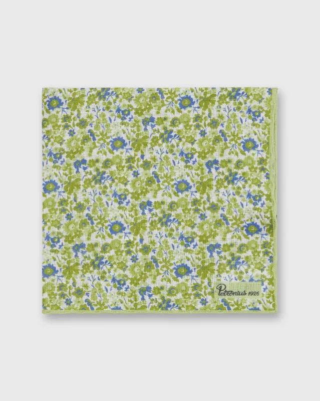 Linen Print Pocket Square in Bone/Sage Floral sold by Mashburn