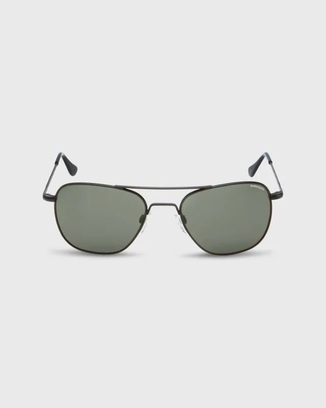 Aviator Sunglasses in Matte Black/AGX Glass Lens made by Mashburn