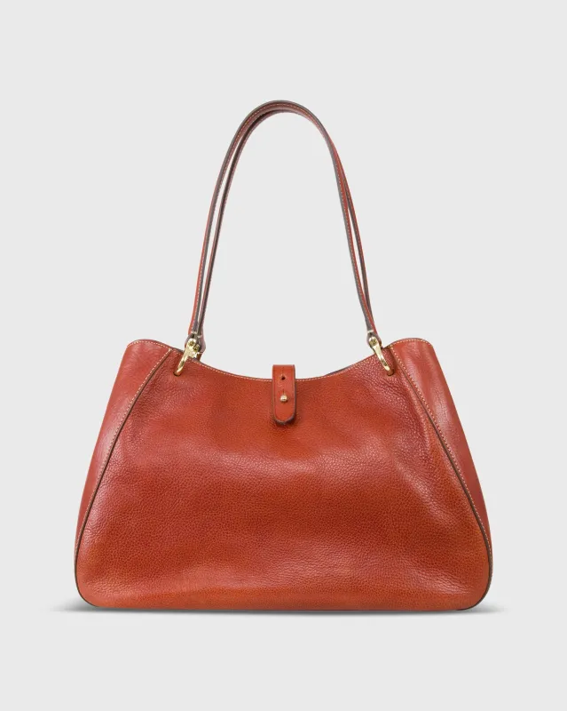 Alissa Satchel Bag in English Tan Leather made by Mashburn