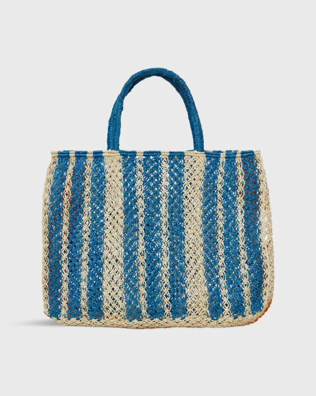 Small Bevan Stripe Tote in Cobalt/Natural sold by Mashburn