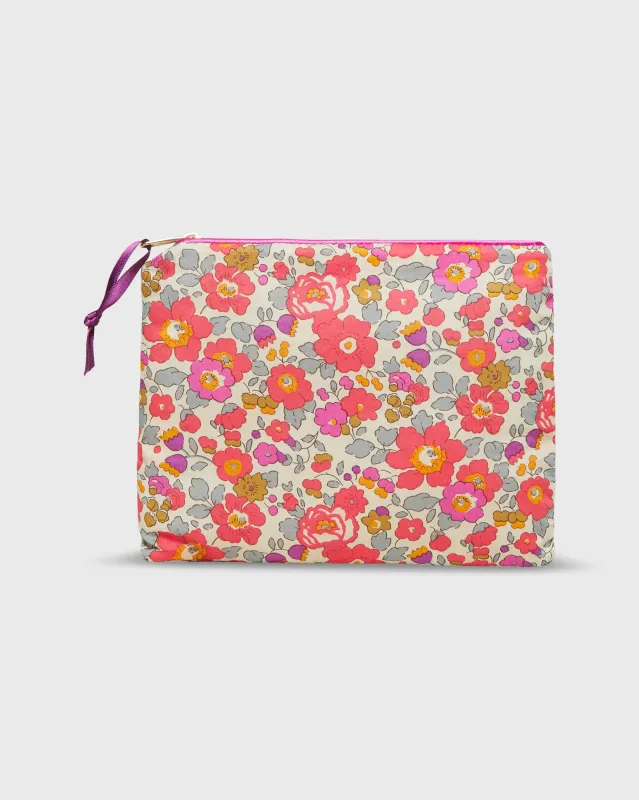 Soft Small Zip Pouch in Pink Multi Betsy Dragon Fruit Liberty Fabric made by Mashburn