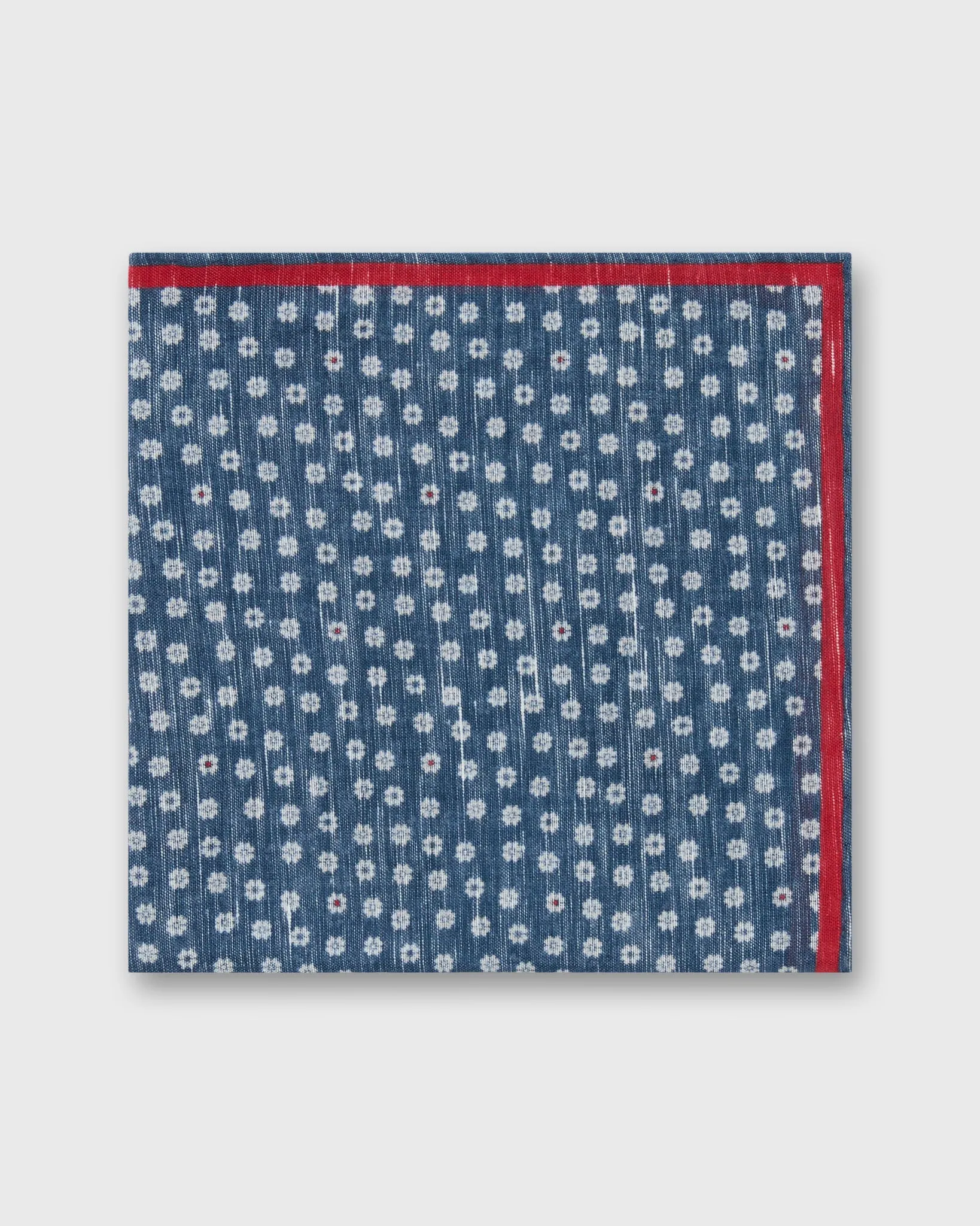 Linen/Cotton Print Pocket Square in Navy/Bone/Red Multi Flower sold by Mashburn