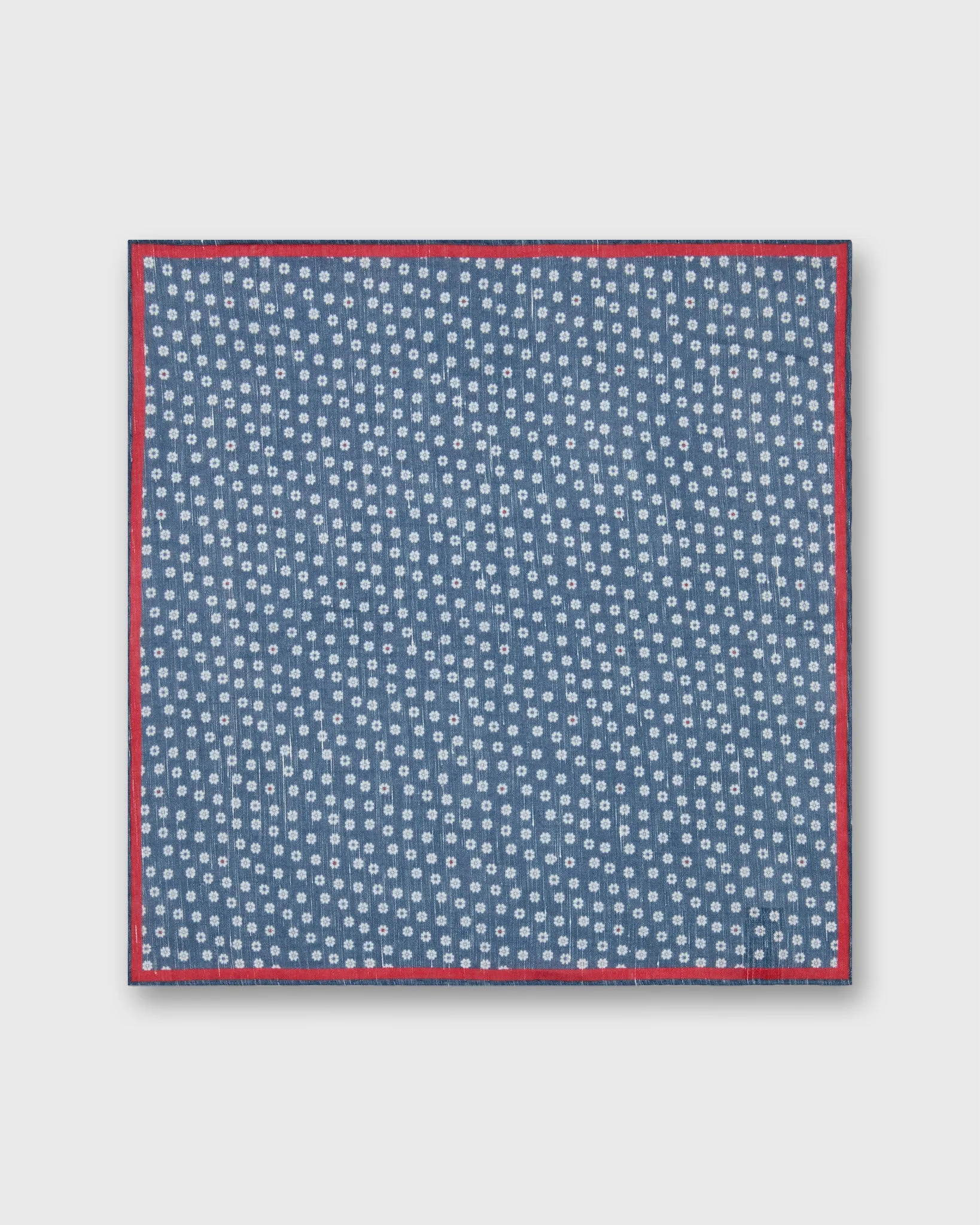 Linen/Cotton Print Pocket Square in Navy/Bone/Red Multi Flower sold by Mashburn product image thumbnail 2