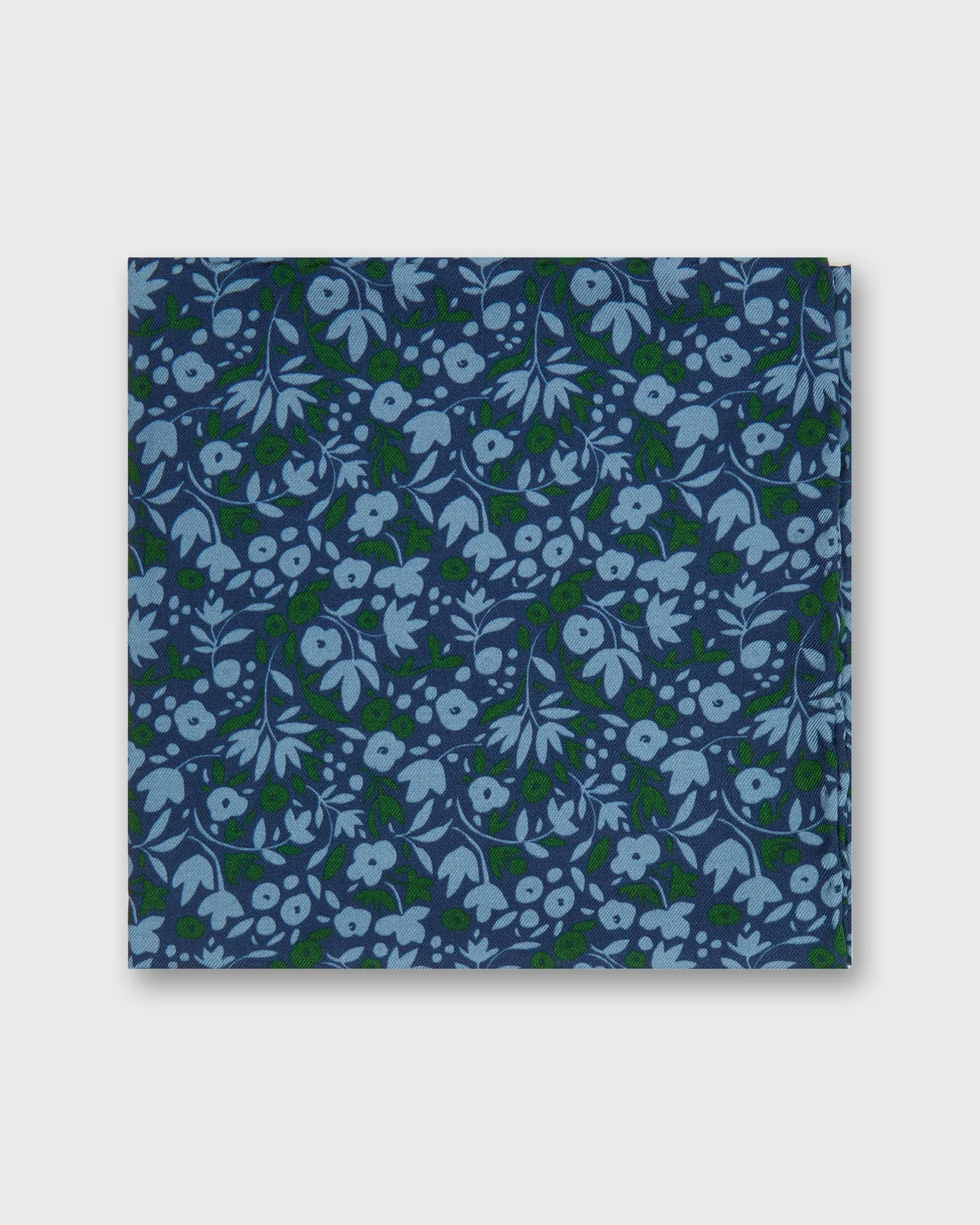 Wool Print Pocket Square in Midnight/Moss Floral sold by Mashburn
