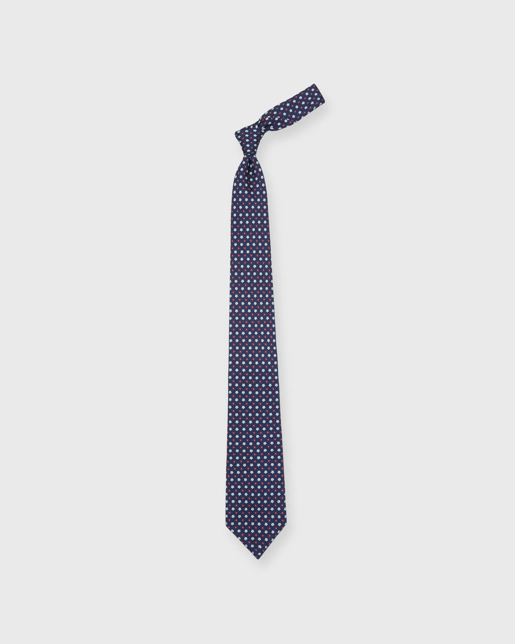Silk Print Tie in Navy/Red/Bone Flower sold by Mashburn product image thumbnail 3
