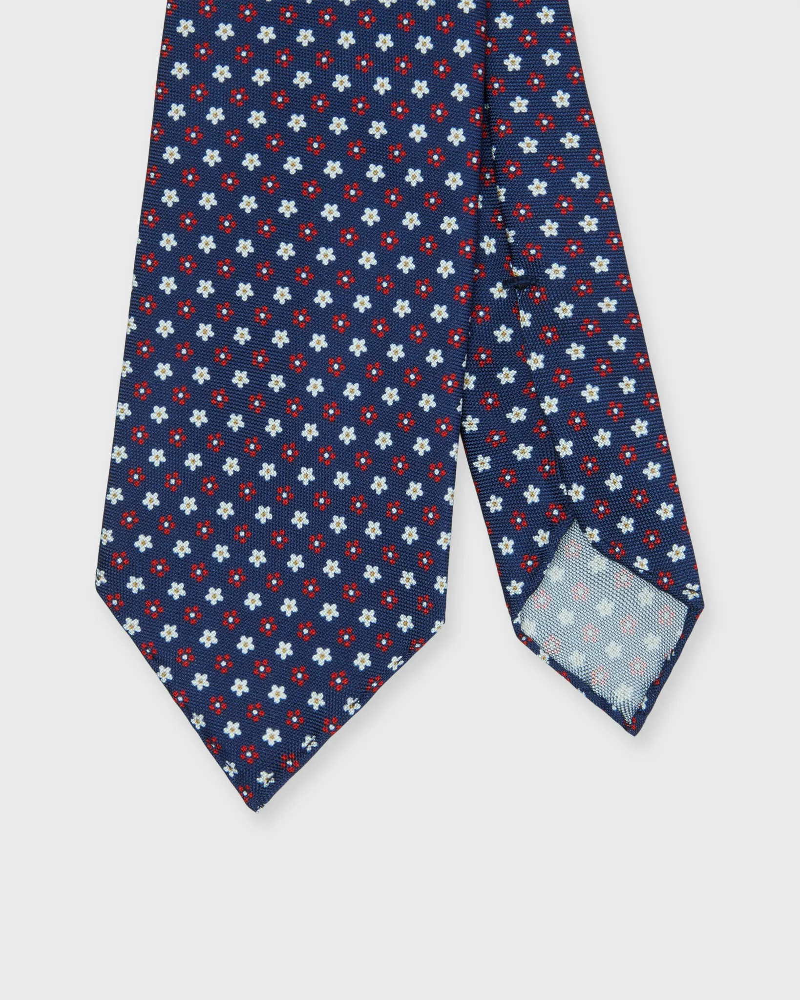 Silk Print Tie in Navy/Red/Bone Flower sold by Mashburn