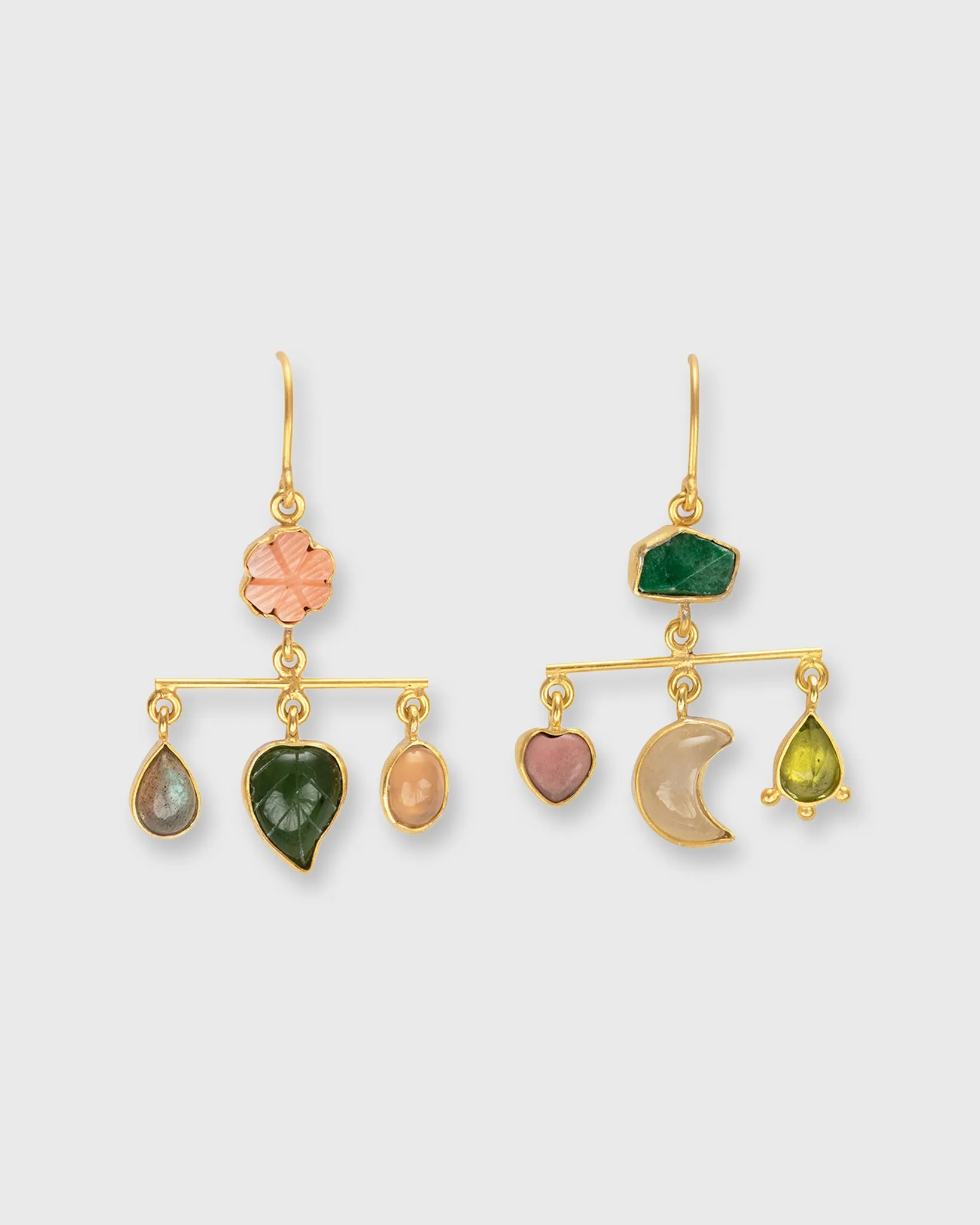 Balance Drop Earrings in Green/Coral sold by Mashburn