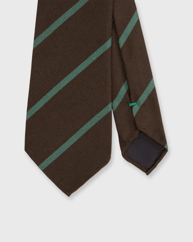 Silk Woven Tie in Chocolate/Spruce Bar Stripe made by Sid Mashburn