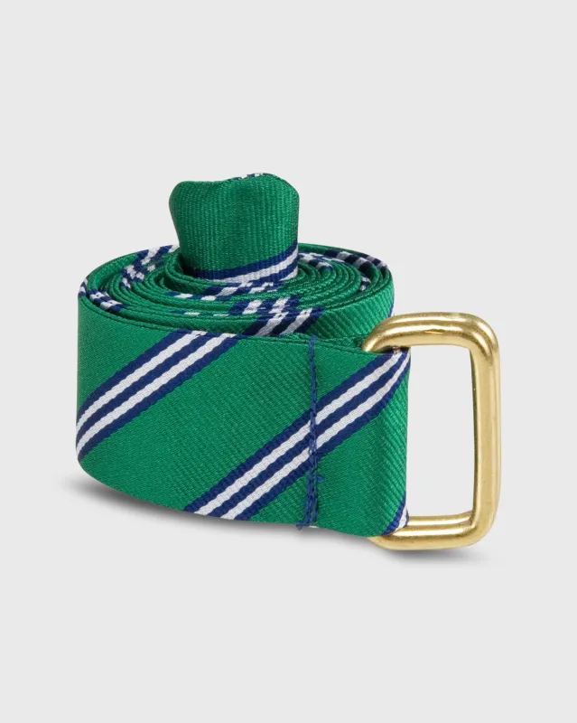 D-Ring Belt in Green/Navy/White Brooks Stripe sold by Mashburn