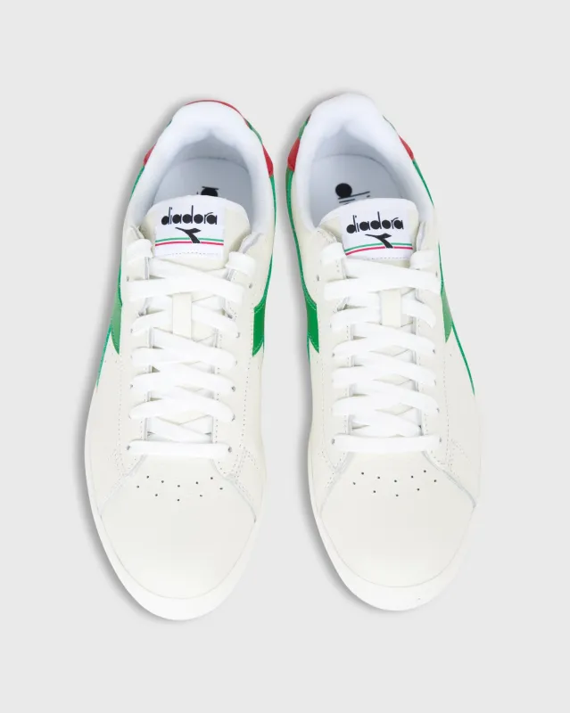 Game L Low Sneaker in White/Meadow Green made by Mashburn