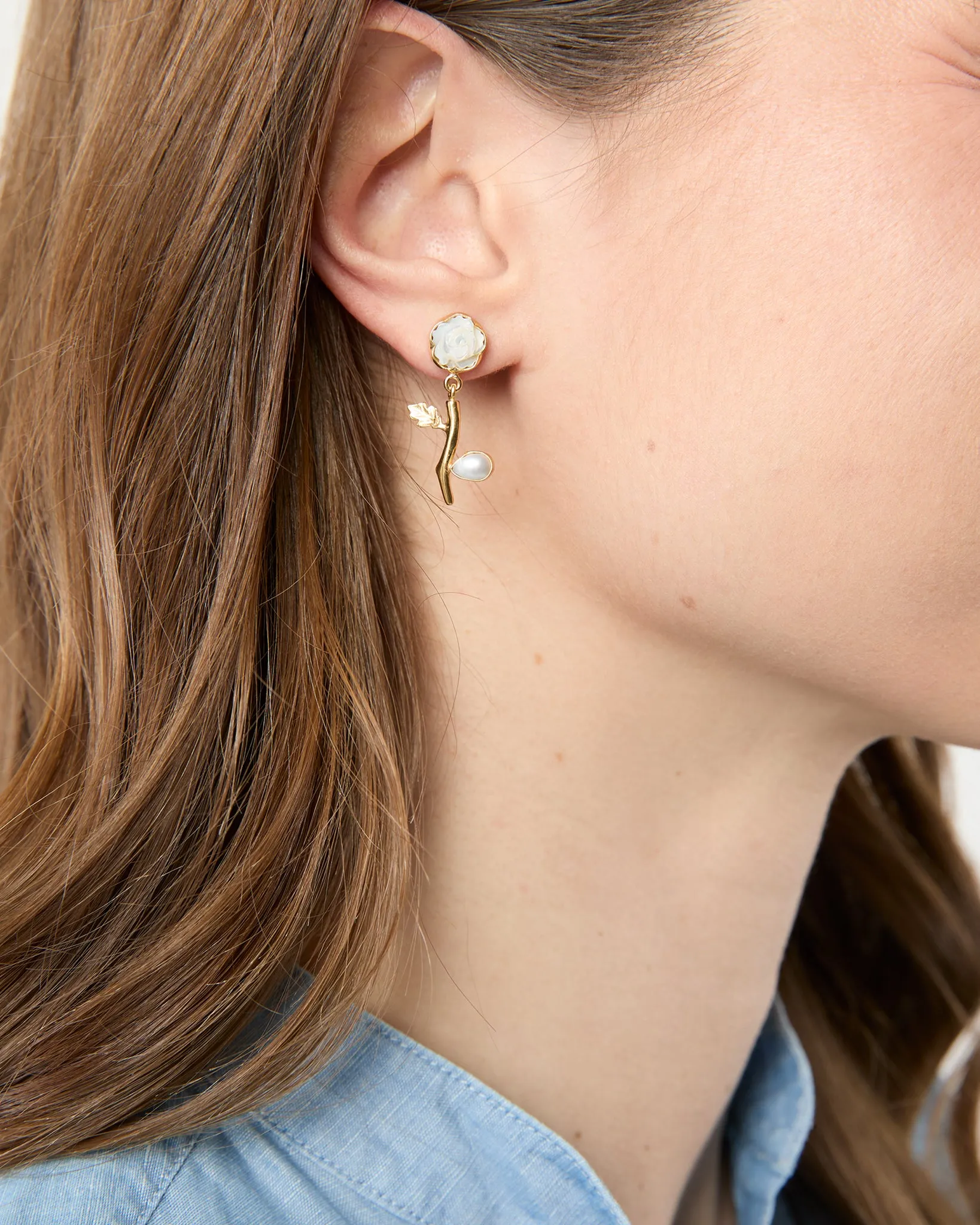 Flower Drop Earrings in White sold by Mashburn product image thumbnail 3