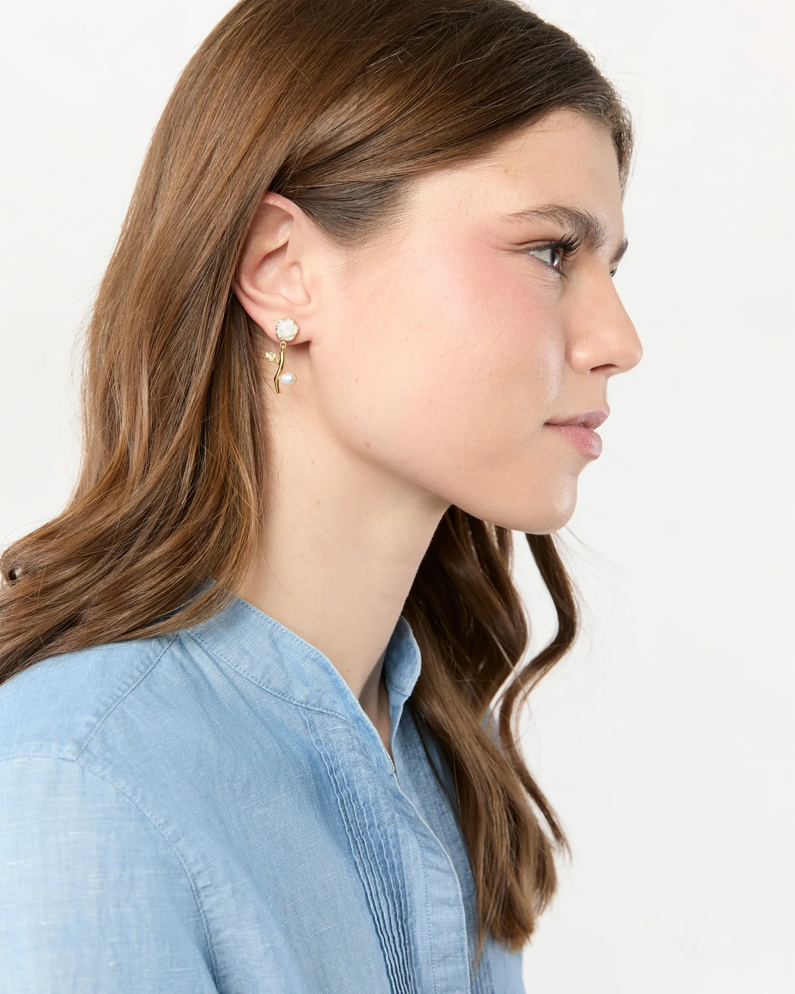 Flower Drop Earrings in White sold by Mashburn product image thumbnail 2