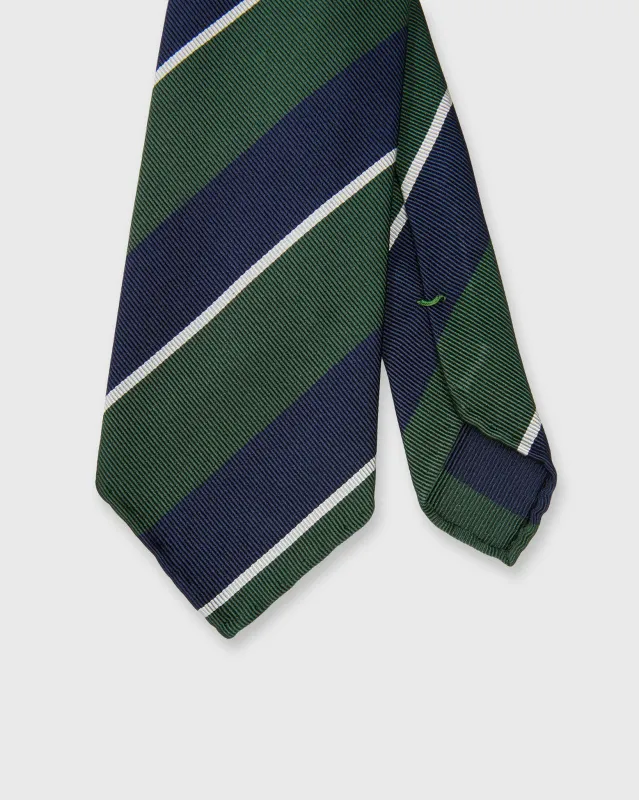 Silk Woven Tie in Olive/Navy/White Stripe sold by Mashburn