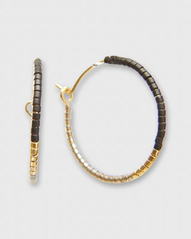 Small Color Field Hoop Earrings in Black made by Mashburn