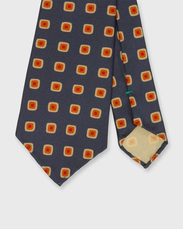 Silk Print Tie in Navy/Gold Diamond made by Sid Mashburn